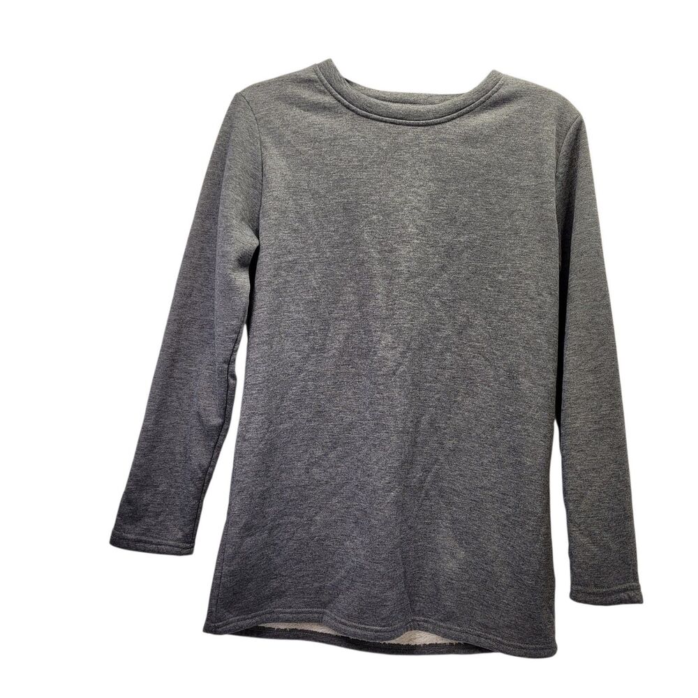 Women's Long Sleeve Shirt Gray Warm Soft Lined 100% Polyester Size Medium